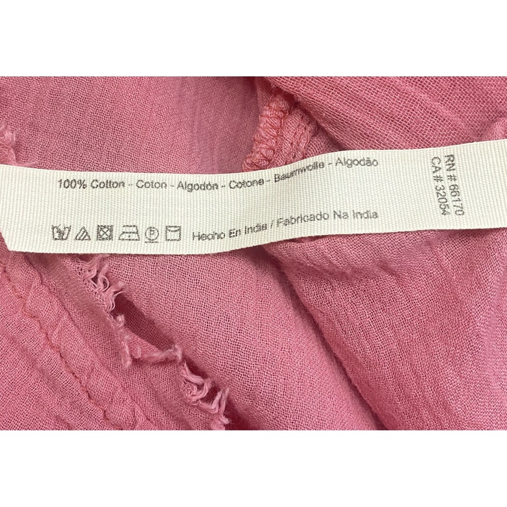 FREE PEOPLE Women Cotton Racerback Raw Edges Gauze Dress Sz M Pink Casual 68-19 - Picture 5 of 10